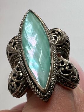 SARDA Sterling silver ring with a blue marquis stone crystal